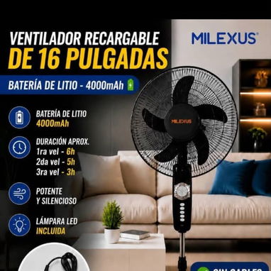 Ventilador recargable con lámpara - Img 123441994