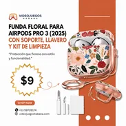 Funda floral para AirPods Pro 3 (2025) con soporte, llavero y kit de limpieza Peonia Blanca | videojuegoshabana.com - Img 55471365