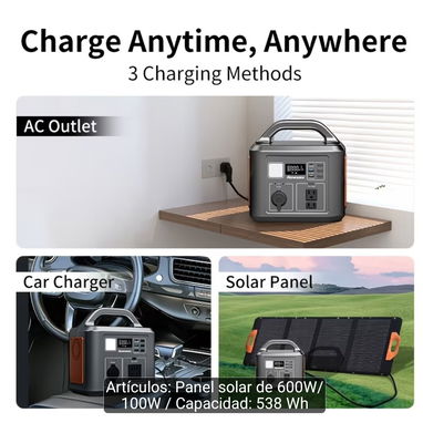 Batería Externa Portátil de 600W PICO 1200w ..538wh (con/sin Panel Solar de 100W), con Batería de Litio de Alta Capacida - Img 125339336