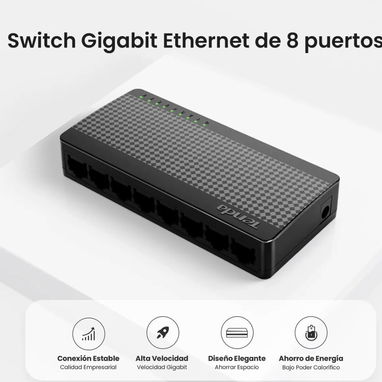 Tenda SG108 v4 switch Ethernet no gestionado con 8 puertos RJ‑45 Gigabit (10/100/1000Mbps), - Img 113647720