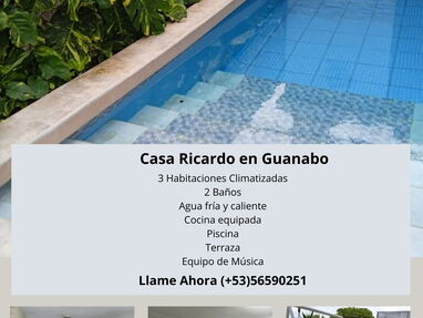⭐ Renta casa en Guanabo con piscina de 3 habitaciones,2 baños, terraza, cocina, equipo de música - Img main-image