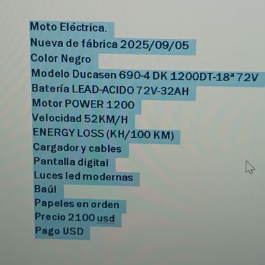 Moto DUCASEN 1200 nueva sin uso - Img 123686287