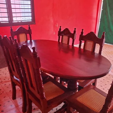 Juego de comedor de 6 sillas de caoba muy fuerte y duraderas excelente oferta para compartir en familia - Img 125717831
