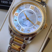 EM0876-51D dos tonos citizen eco-drive Arezzo Diamond para mujer cristal zafiro esfera madre perla - Img 54233027