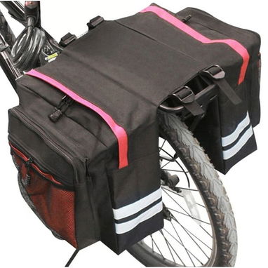 Bolsa Doble Impermeable Para Bicicleta 13.21 Gal Con Ganchos Ajustables Y Ribete Reflectante Negro 🔶 $28 - 4/6