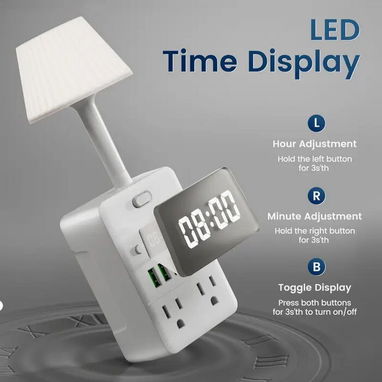 * Regleta multifuncional con lámpara integrada y reloj digital - Img 116528055