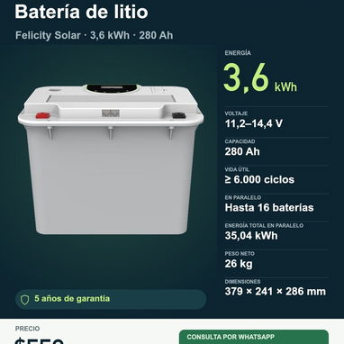 🔋 Baterías de litio Felicity Solar y FelicityESS | 3,6 a 16 kWh y módulos solares ☀️ - 2/10