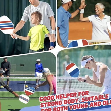 Juego de 4 Paletas de Pickleball aprobadas por USAPA, de madera, duradera, con 4 bolas (2 para interiores y 2 para exter - 7/7