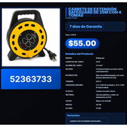 CARRETE DE EXTENSIÓN SAFEGUARD DE 25M CON 4 TOMAS . - Img 57512385