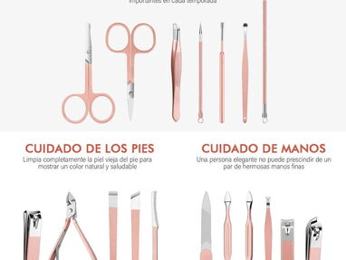Kit De Manicure Pedicura De Acero Inoxidable Rosa 18 Piezas, uidado Facial / de Manos y Pies, Nuevo en Caja - Img 50935296