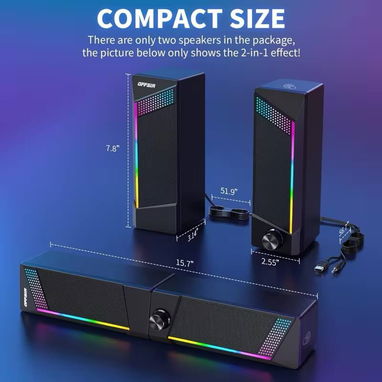 * Bocinas Gamer para PC con Luces RGB, USB y Auxiliar 3.5 mm - Img 121545237
