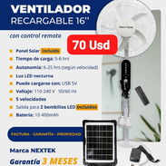 VENTILADOR RECARGABLE NEXTEK 16" con control remoto, Garantía de 3 meses, Entrega por un mínimo costo adicional de 5 Usd - Img 54697237