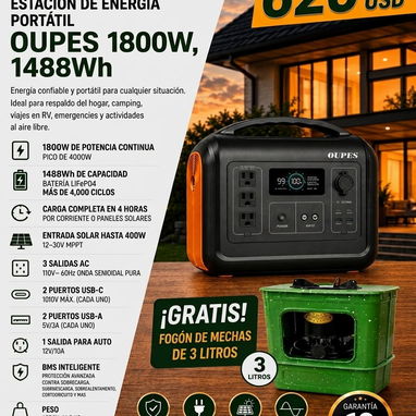 Panel, ventiladores, Fogón de Petróleo, baterías de litio y alarma solar - 3/7