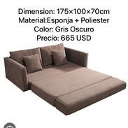 Mueble/cama con diseño clásico color Gris Oscuro de poliéster - Img 58400279