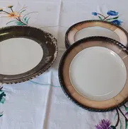 Juego de Platos Llanos de Cerámica con Detalles en Plata - Img 50860729