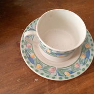 JUEGO de 6 TAZAS GRANDES DE CAFÉ CON LECHE CON PLATOS DE PORCELANA FINA - Img 53841349