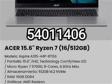 !!! Laptop ACER 15.6" Ryzen 7 (16/512GB) Nueva en caja/Modelo: Aspire A315-44P-R7GS!!! - Img main-image-45634310