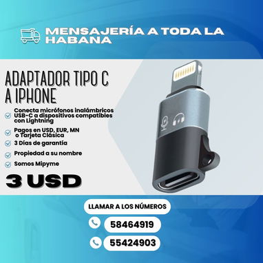 🔴Adaptador OTG TIPO C- Iphone : 3$ 🔴Adaptador TIPO C - USB : 2$ 🔴Adaptador IPHONE - TIPO C: 2$ - Img 116869535