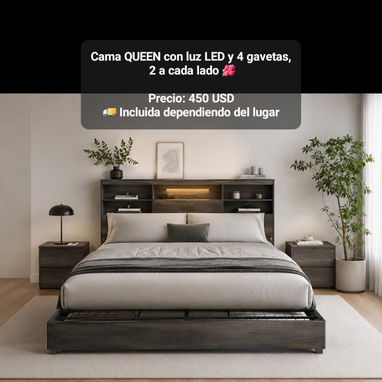 Camas de varias medidas (de luces, con mando) y mesitas de noche inteligentes - 3/8