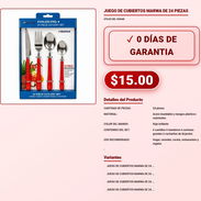 Cubiertos Marwa 24 Pcs Mango Rojo Brillante Acero Inox VPT-0249 - Img 58063210