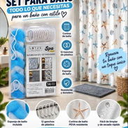 Set de cortina de baño con ganchos y esponja - Img 58262062