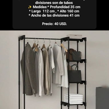 Closet portátil con lona (escaparate), closet con zapatera y organizadores de ropa y cartera - 5/9