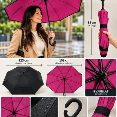 Sombrilla Inversa con Mango en C – 8 varillas  Precio: 15 USD  ¡Protégete de la lluvia con comodidad y estilo - 4/5