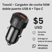 Toocki – Cargador de coche 50W doble puerto USB A + Tipo C - Img 53678756