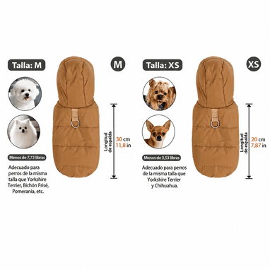 Chaqueta Acolchada para Mascotas Pequeñas Talla XS y M - 2/5