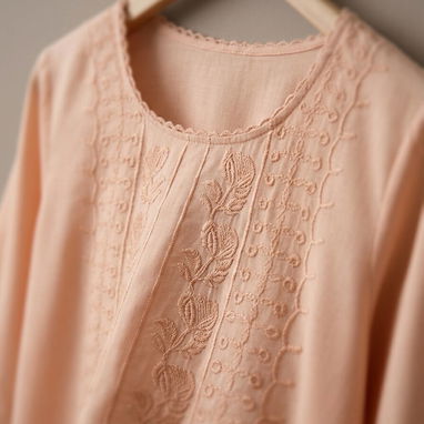 Blusa de mujer bordada elegante color melocotón / crema [Talla L] 13usd - Img 124797995