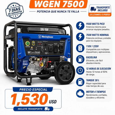 🔥 PLANTA ELÉCTRICA WESTINGHOUSE WGen 7500 w - 2/2