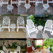 Juegos de 2 y 4 sillones de aluminio con mesita de centro - Img 55313329