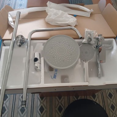 🚧 DUCHA MEZCLADORA DE DOS TIROS CON COLUMNA PLATEADA MARCA S.P.C 🚧 - 5/9