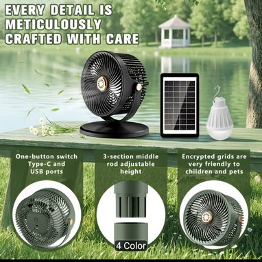 VENDO VENTILADOR PORTATIL CON PANEL SOLAR Y BOMBILLO. EL PANEL CARGA CELULARES, OTROS BOMBILLOS ETC. - Img 126973049