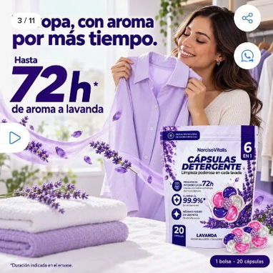 Cápsulas de Detergente 5 en 1, blister con 20.capsulas aromas lavanda y fresca. - 3/9