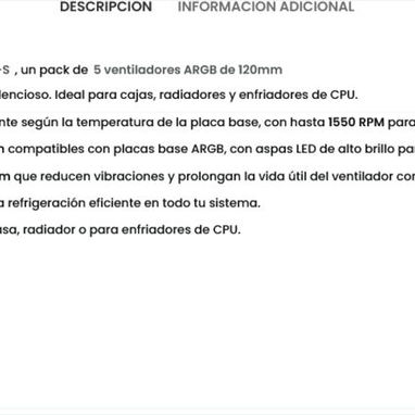 (X) Thermalright TL-C12CW-S – Pack de 5 Ventiladores ARGB PWM 120mm Silenciosos para PC y CPU $33.13 - Img 126478968