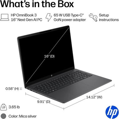 LAPTOP 🎁NUEVA🎁📦CAJA, HP OmniBook (16-bz0010wm), 16" 2k, Snapdragon X(Intel Core Ultra 5), 16GB DDR5, 512GB SSD, 20H - 7/8