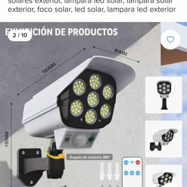 El juego de Camara de seguridad falsa. Lamparas led solares para exterior en forma de camara. Son lamparas solares. - 2/4