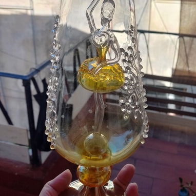 Copa de cristal soplado con bailarina Vintage Siglo pasado - Img 120410004