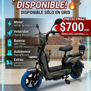 BICIMOTO ELÉCTRICO DE MARCA CONDOR ULTRA COLOR GRIS Y AZUL PRECIO 700 USD en efectivo o vía zelle - Img 55498913