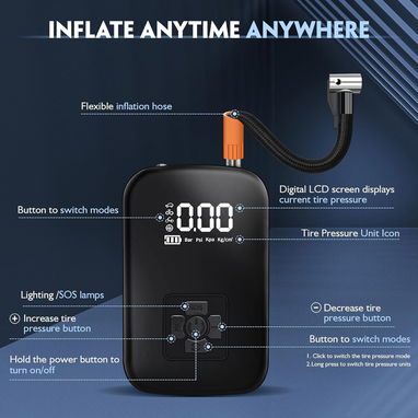 Inflador-Medidor electrico inalambrico para Autos, Motos, bicicletas y otros, se carga por USB. Nuevo en su Caja! - Img 116635926
