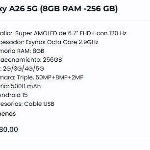 Samsung A26,A36,A56 5g dual sim+cargador carga rapida.Xiaomi garntia x escrito-propiedad somos teinda fisica. 54741004 - Img 98641523