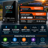 ⚡ SISTEMA DE ENERGÍA HÍBRIDO ⚡ 🔋 2 baterías LiFePO₄ 25.6V 100Ah – 5.12 kWh ⚡ Inversor SUMRY 4000W / 110V ☀️ MPPT 140A + - Img 57357792