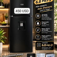 Refrigerador marca EONE 6.68 PIES  ES CONGELACION SECA  DISPENSADOR DE AGUA  COLOR NEGRO - Img 58140434