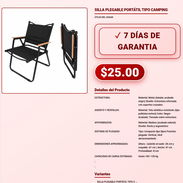 SILLA PLEGABLE PORTÁTIL TIPO CAMPING . - Img 57882367