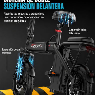 $480 Bicicleta Eléctrica Plegable 750W Pico, 20 MPH, 50km , Batería 48V 10Ah Extraíble - 6/8