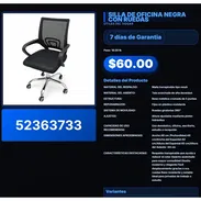 SILLA DE OFICINA NEGRA CON RUEDAS . - Img 57510418