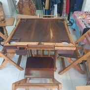 🔥 Mesa y Sillas de Caoba para Dominó 🔥 Con Portavasos y Gavetica para Cigarros - Img 58363491