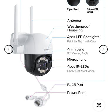 CÁMARA DE SEGURIDAD INALÁMBRICA PTZ ZOSI 4MP – MODELO C289 y C298 Pro🔐 - Img 109891283