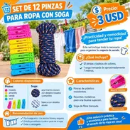 Soga Para Tender Con 12 Pinzas Para Ropa - Img 58245370